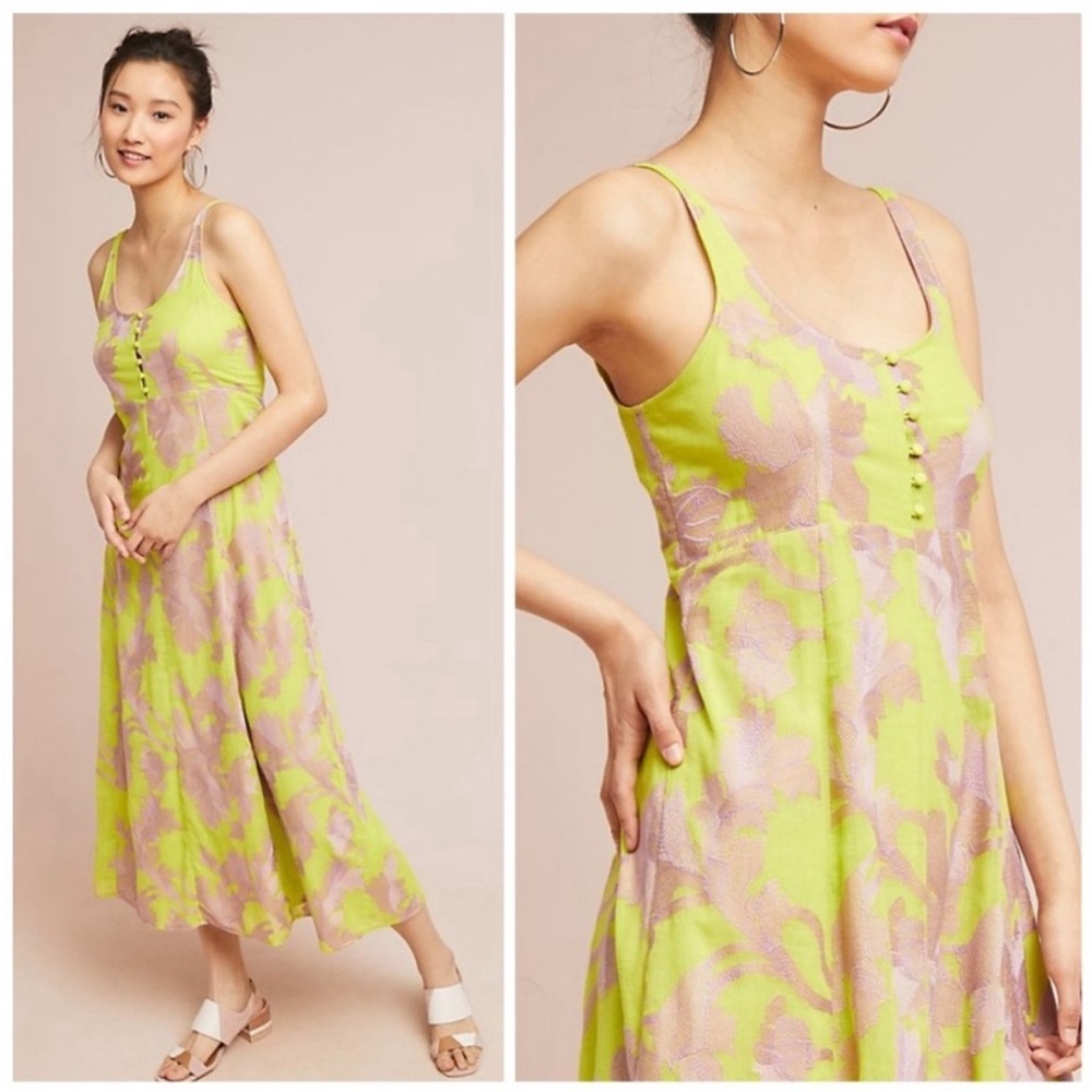 Anthropologie Akemi+Kin Citron Maxi Slip Dress Petite Size XL